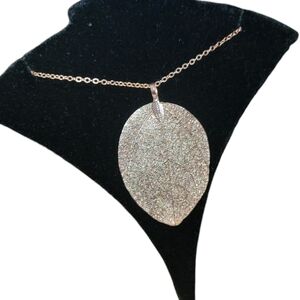 Rose gold leaf chain necklace with hook clasp closure